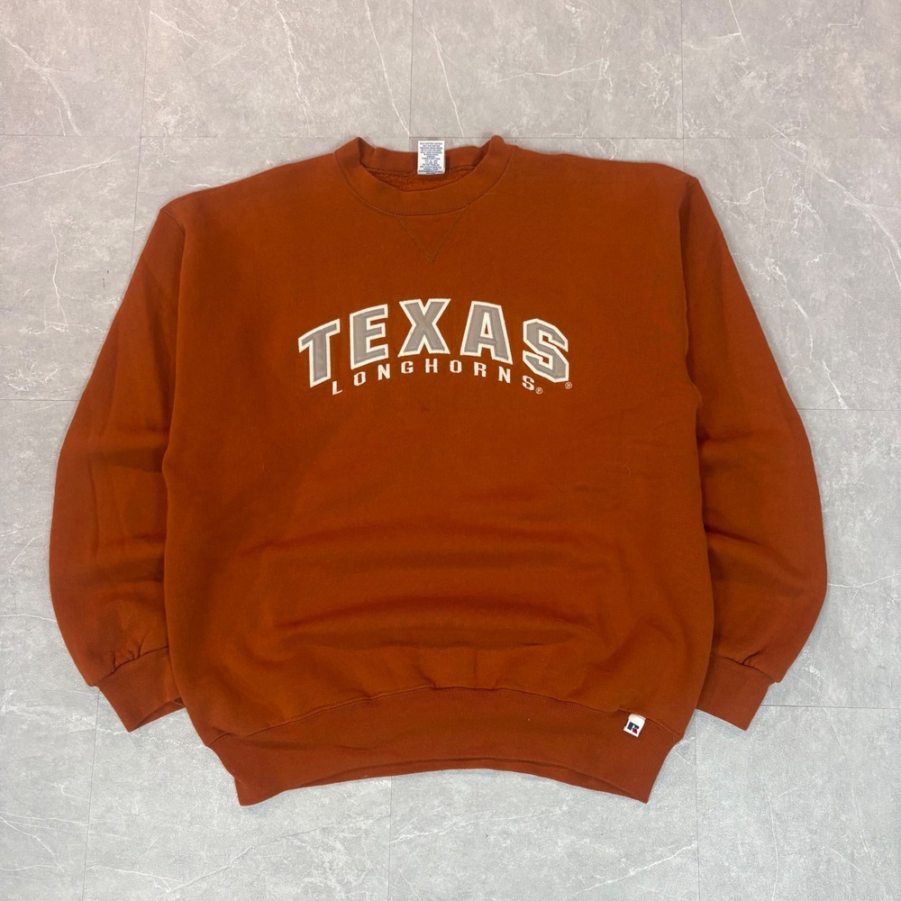 Vintage Russell Athletic Texas Longhorns Sweatshirt Burnt Orange Mens Large L